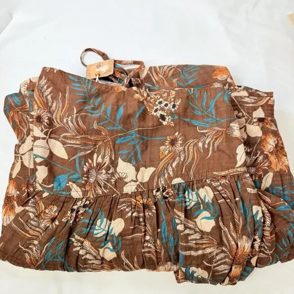 Natural Life Nina Midi Size Large Sleeveless Brown Floral Dress - Picture 8 of 8